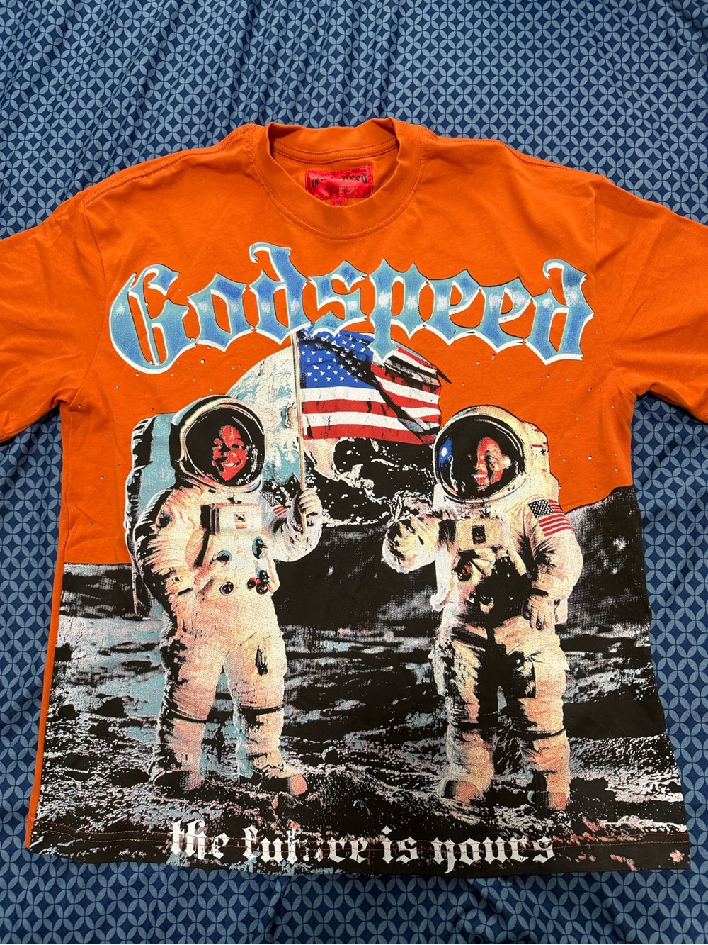 Orange Graphic Astronaut Crewneck Tee